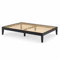 Base de cama de metal negro con lamas de madera 200x150 cm