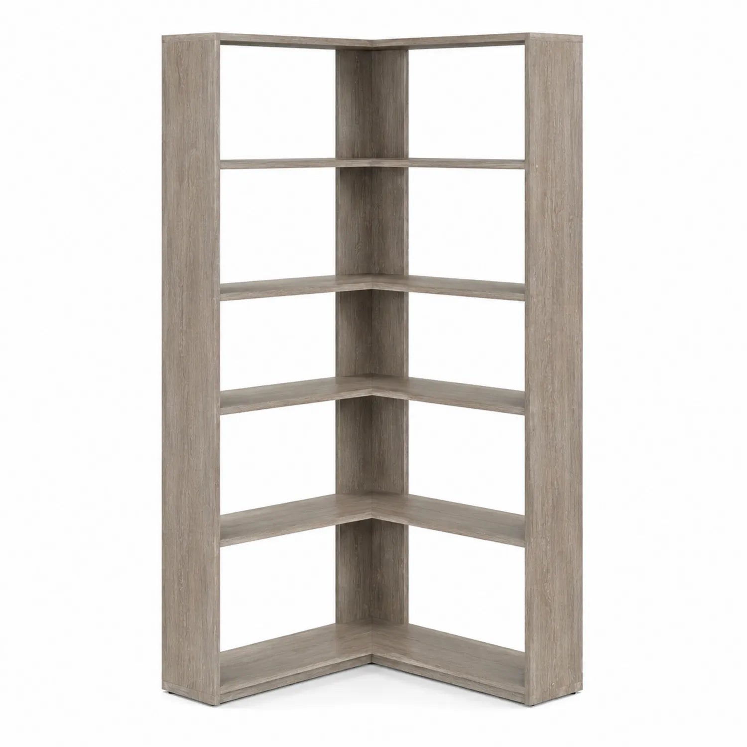 Estantería de esquina en forma de L de madera gris 180x90x30 cm