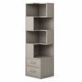 Estantería de madera contrachapada gris con estantes y cajones 180x60x30 cm