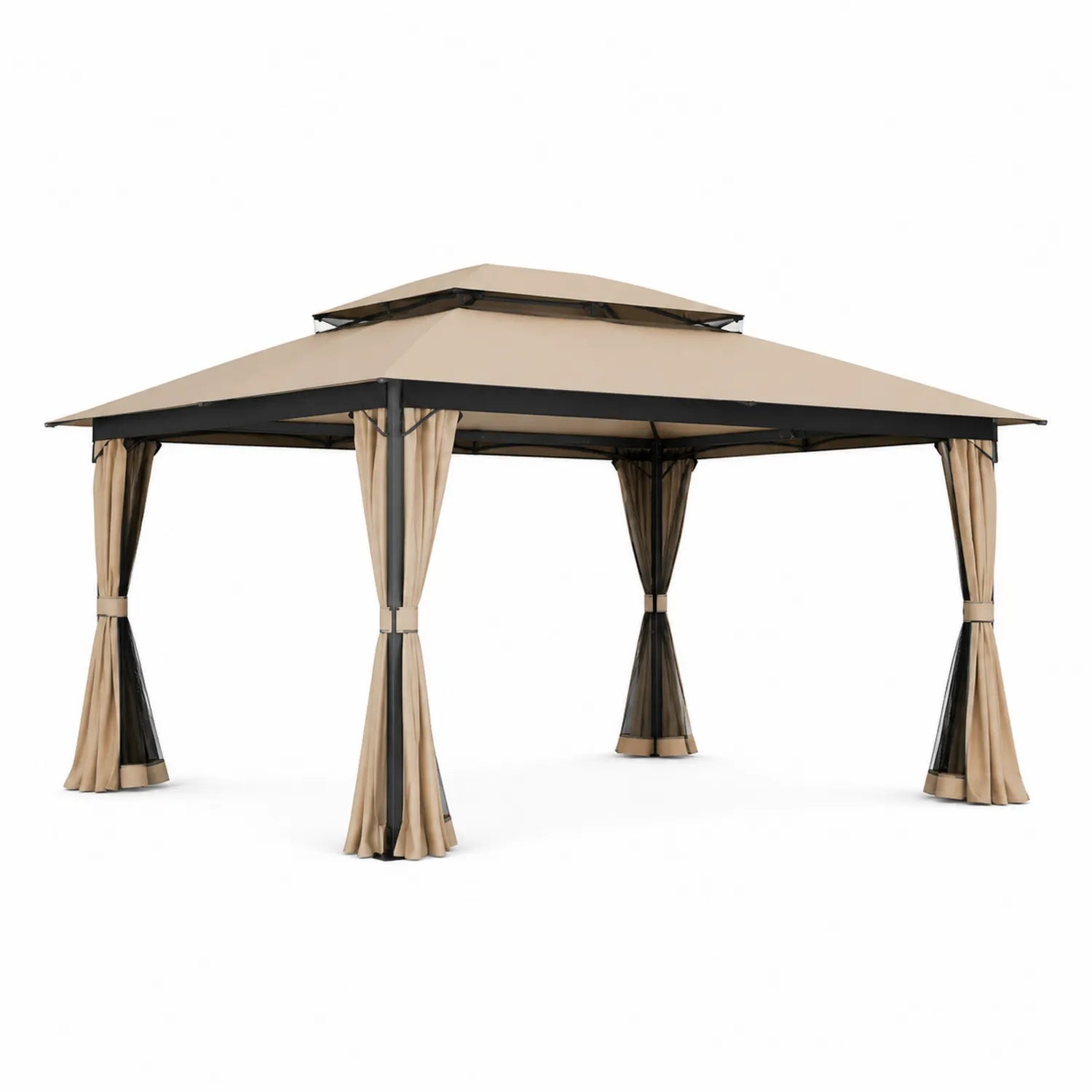 Pérgola de Jardín de Aluminio y Poliéster 4x3m Beige