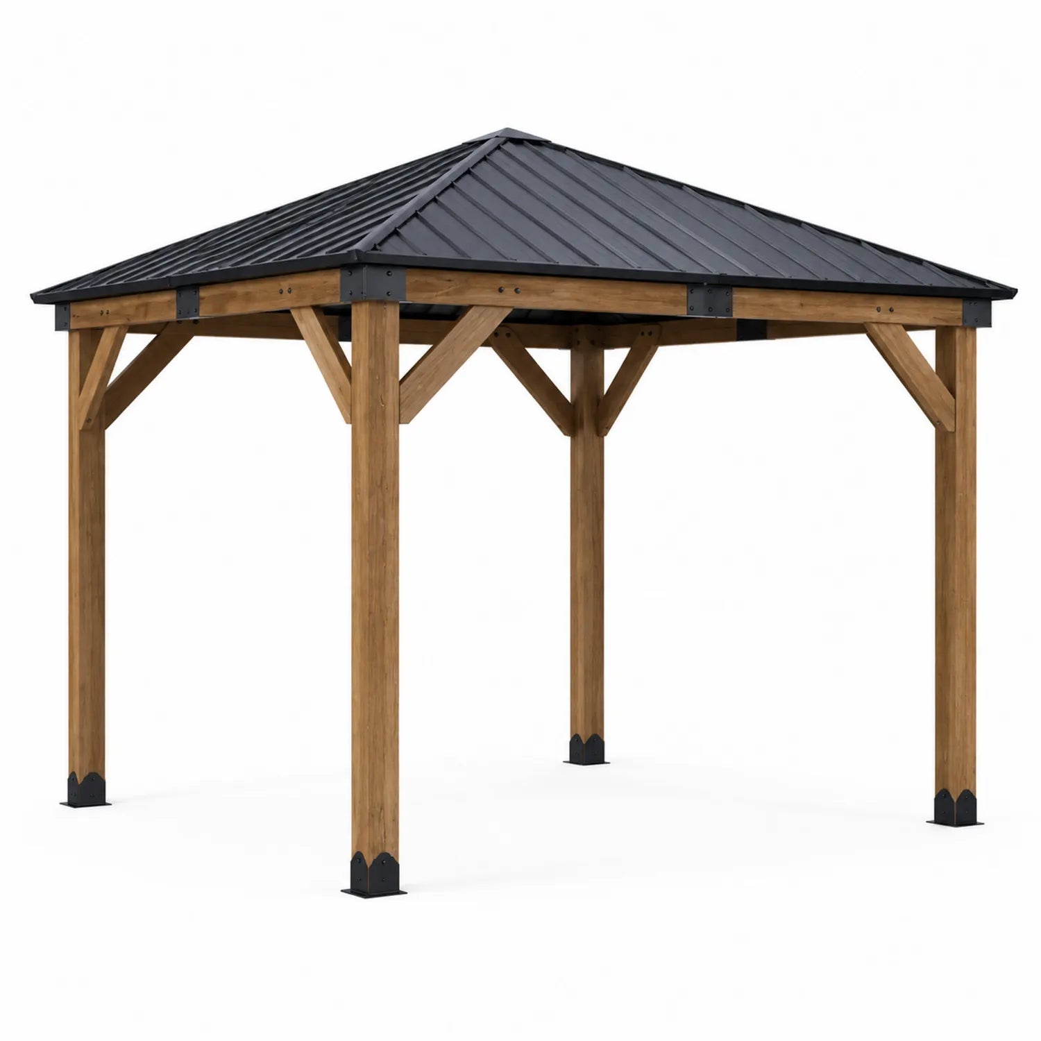 Pérgola de madera con techo de acero 300x300x250 cm