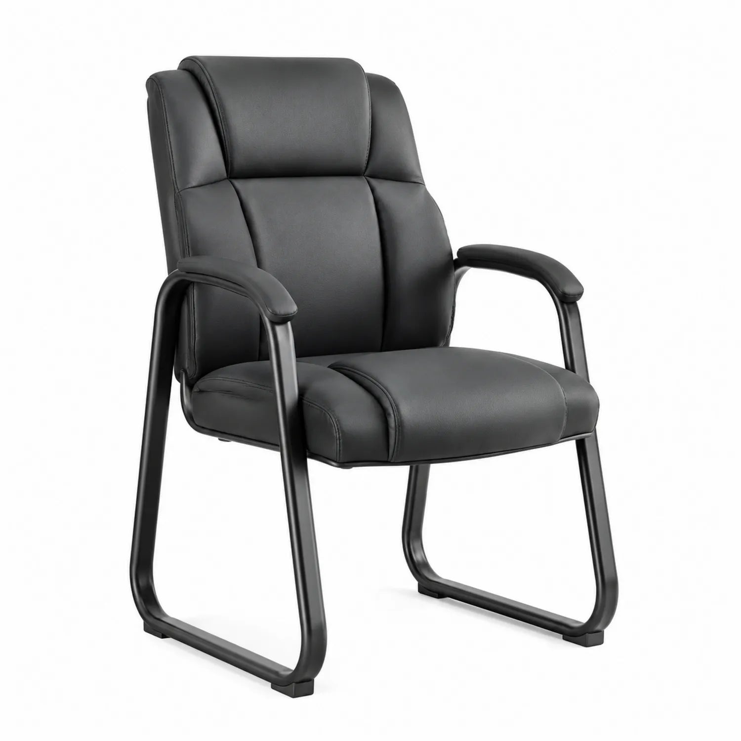 Silla de cuero PU negro con estructura metálica