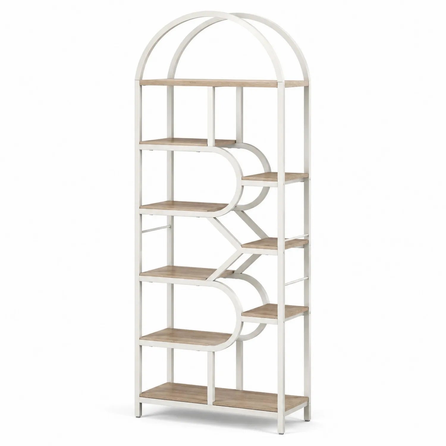Estantería de metal y madera arqueada 180x80 cm