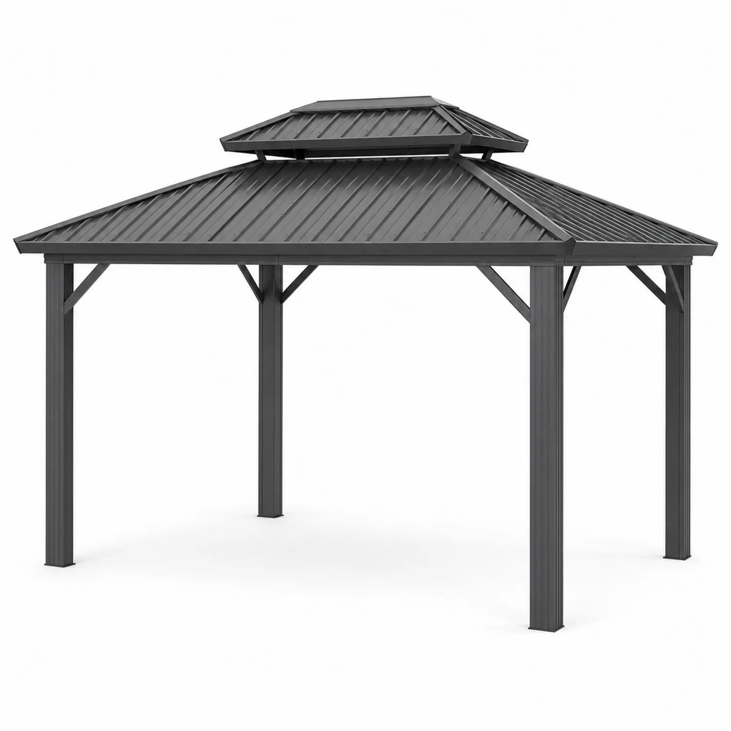 Gazebo Metálico Gris con Techo de Acero 300x400 cm