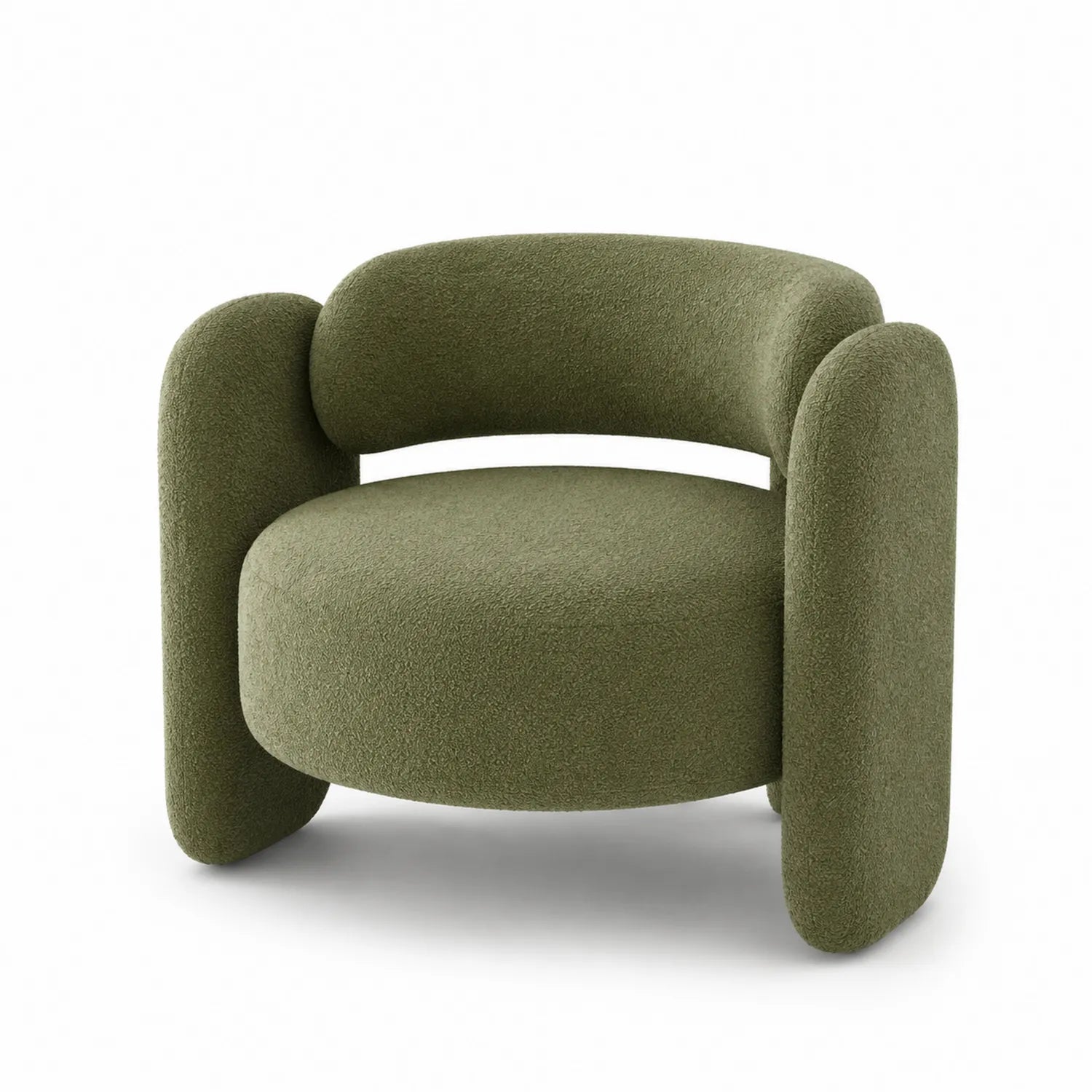 Silla redonda de poliéster y espuma verde