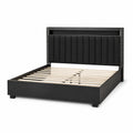 Cama de madera con cabecera acolchada y tachuelas 160x200 cm negra